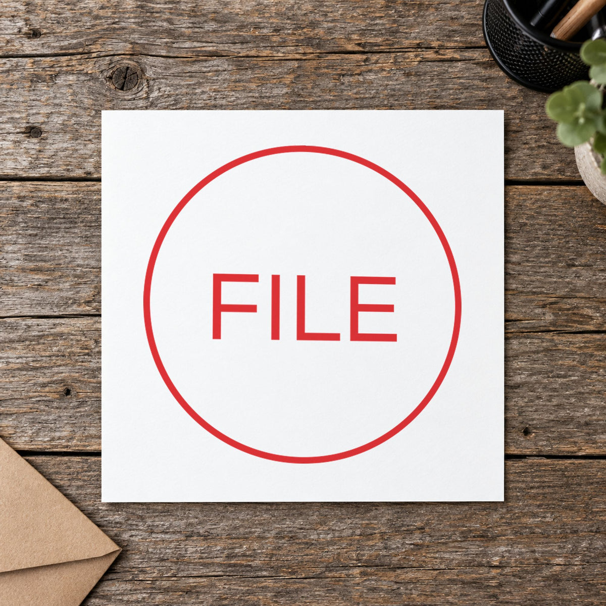 "File" imprint sized 5/8 in diameter on a document page