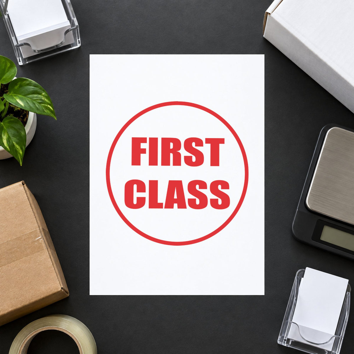 "First class" Xstamper stamp at work on everyday office paperwork