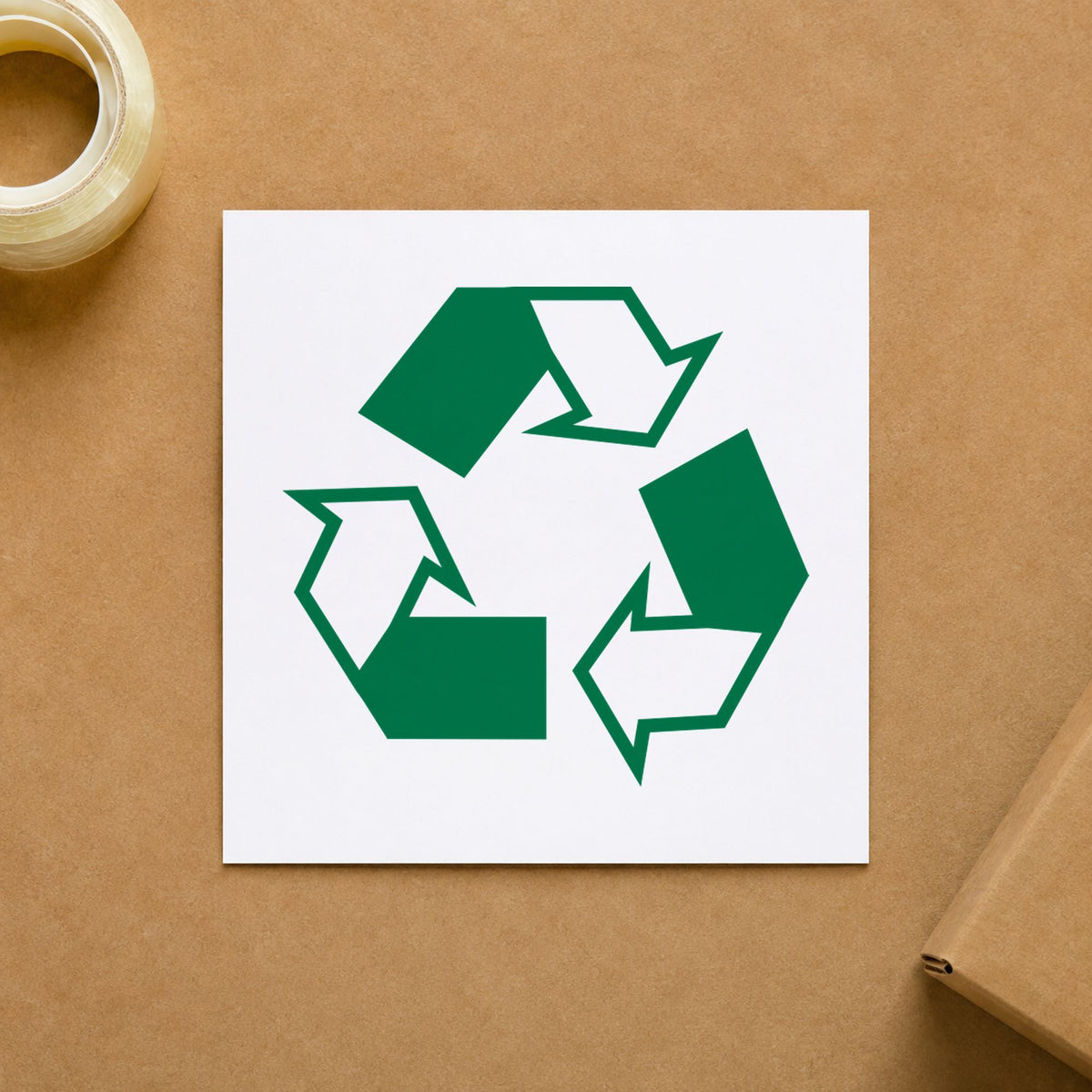"Recycle logo" imprint on a printed page, Xstamper No. 11417