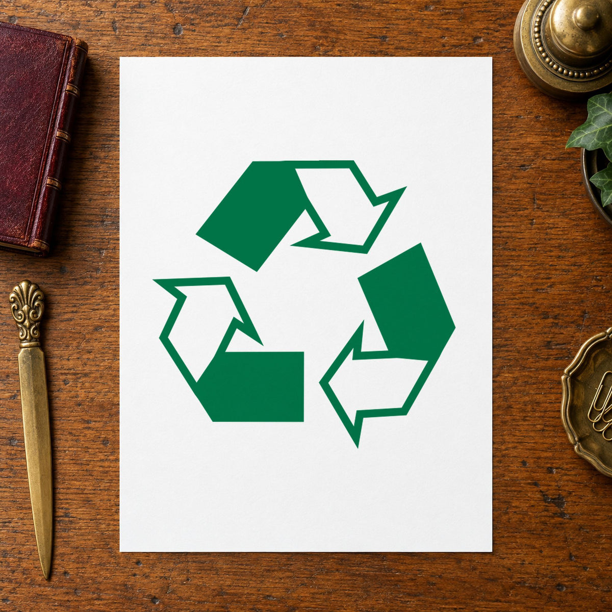 Close view of the "Recycle logo" mark left by Xstamper No. 11417
