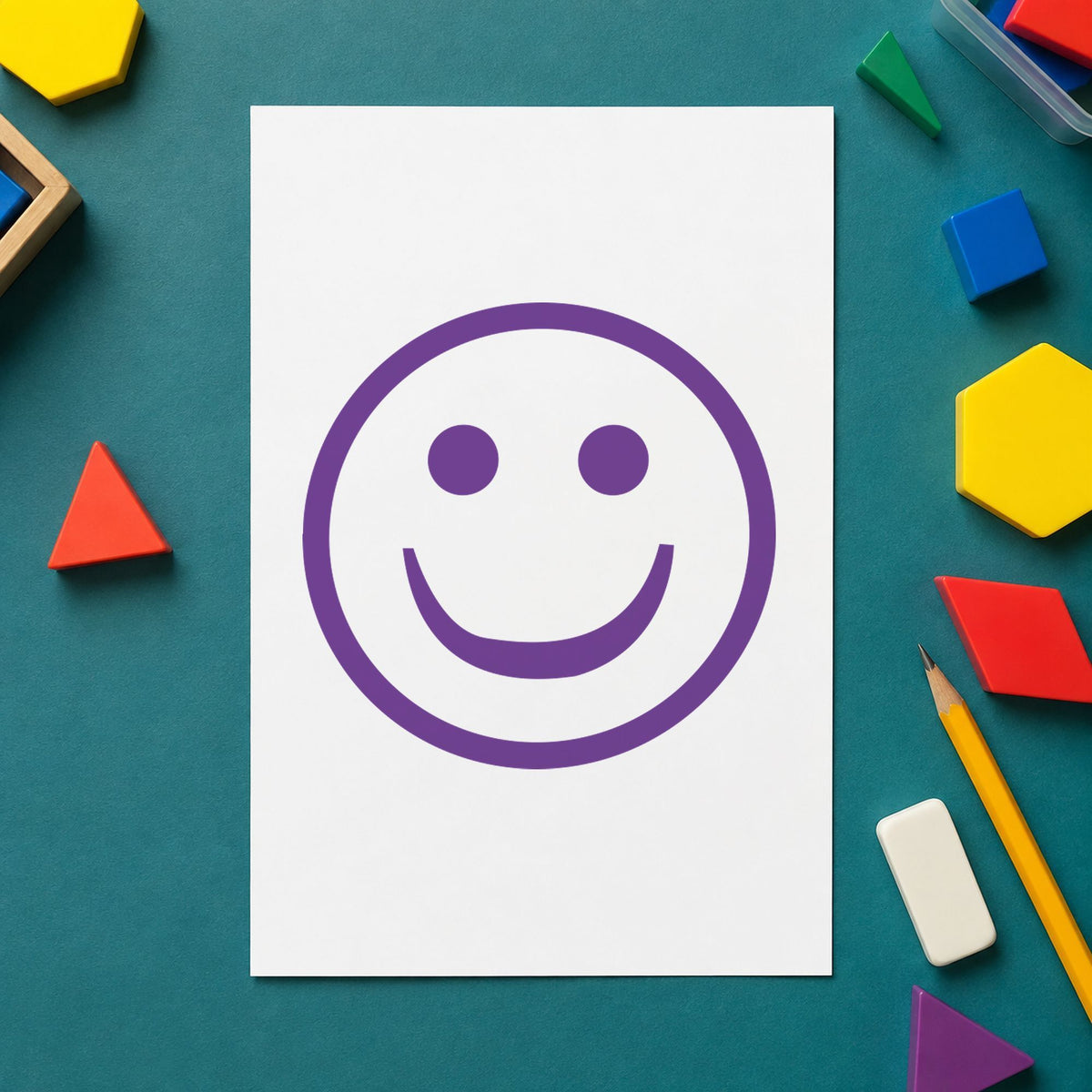"Smiley face" imprint on a printed page, Xstamper No. 11420