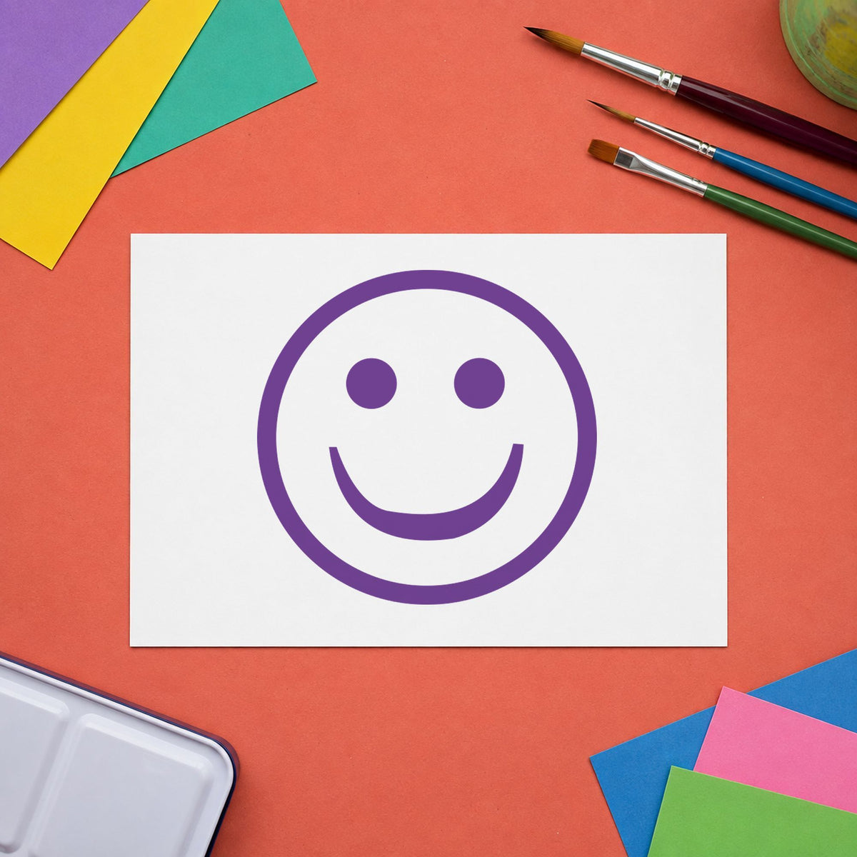 "Smiley face" Xstamper stamp at work on everyday office paperwork