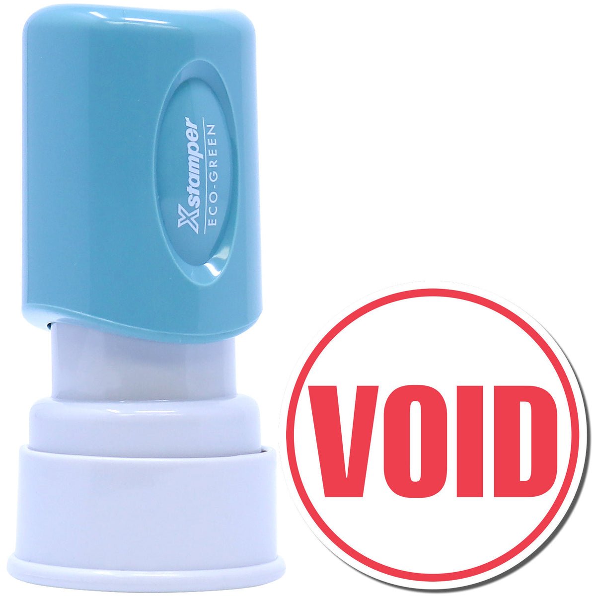 Void Stamp – Round Pre-Inked Xstamper shown upright, Xstamper No. 11419 pre-inked stamp