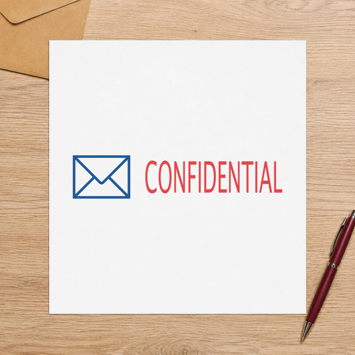 "Confidential" stamp pressed on paper, no separate ink pad needed