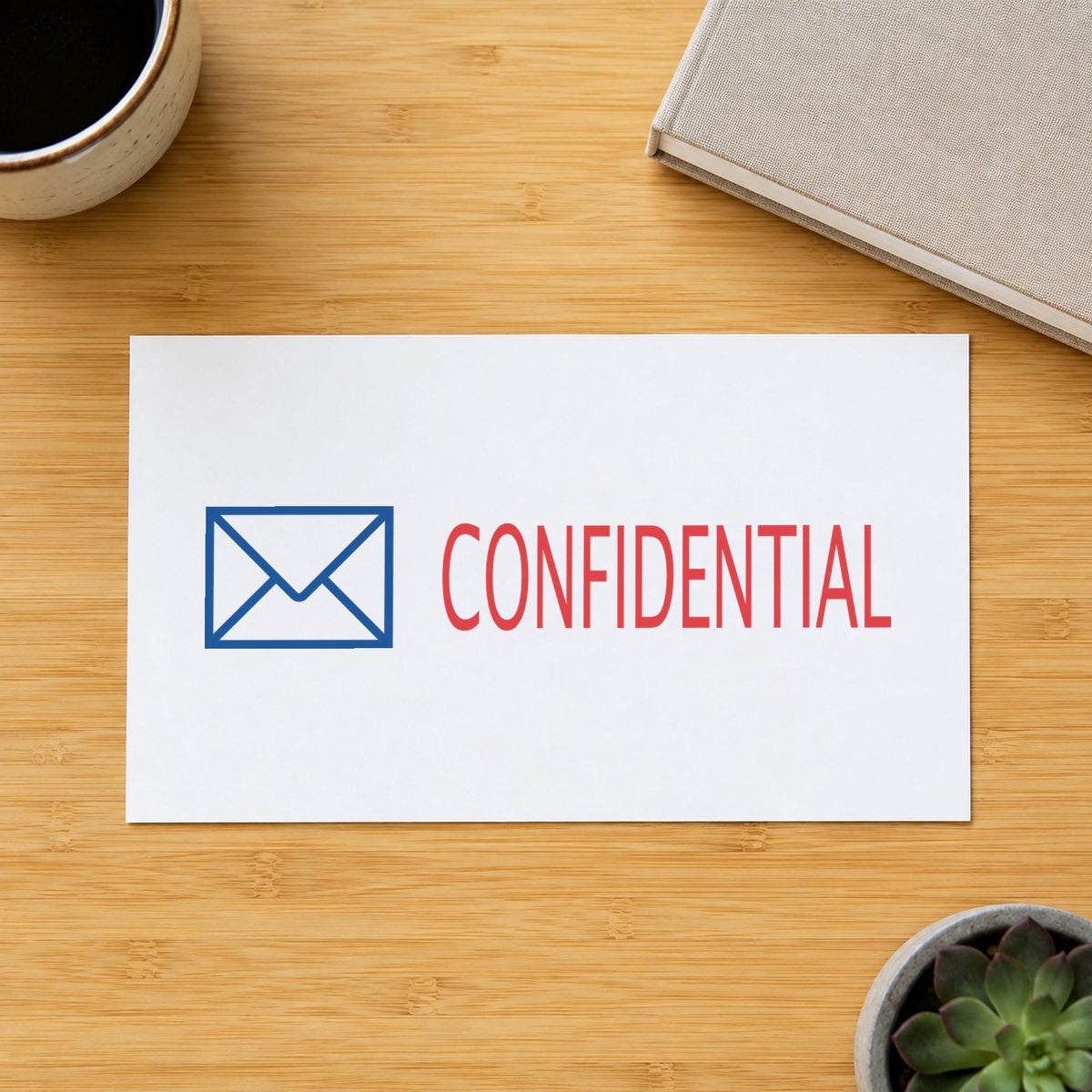 "Confidential" imprint sized 1/2 x 1-5/8 in on a document page