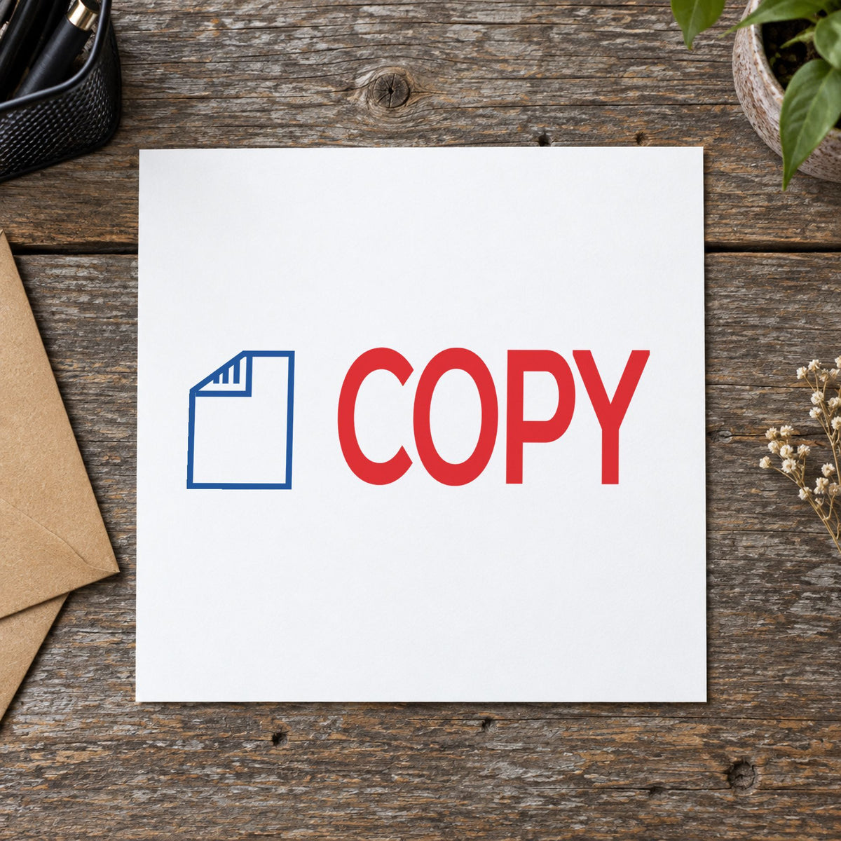 "Copy" Xstamper stamp at work on everyday office paperwork