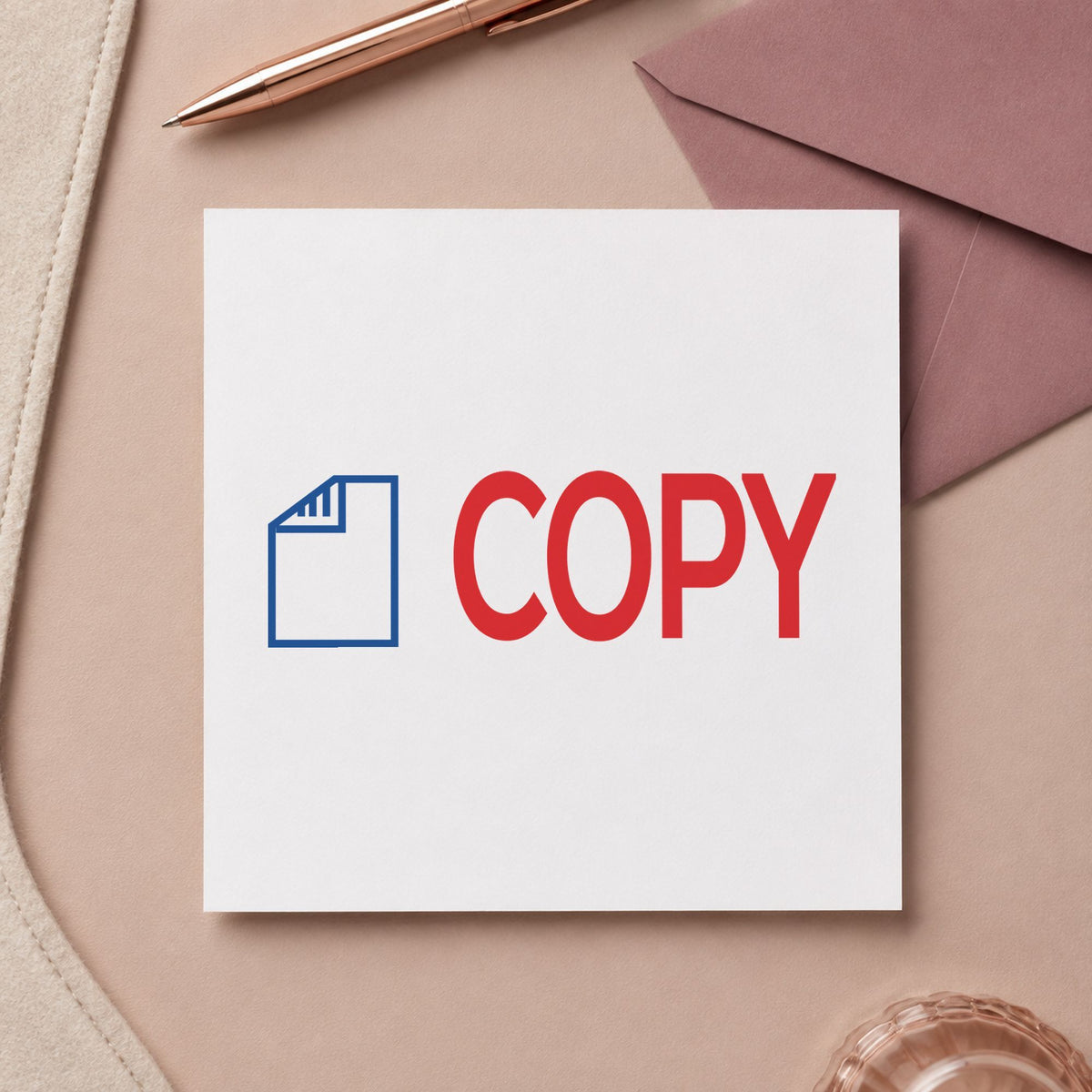 "Copy" imprint sized Approximately 1/2 in tall x 1-5/8 in wide on a document page