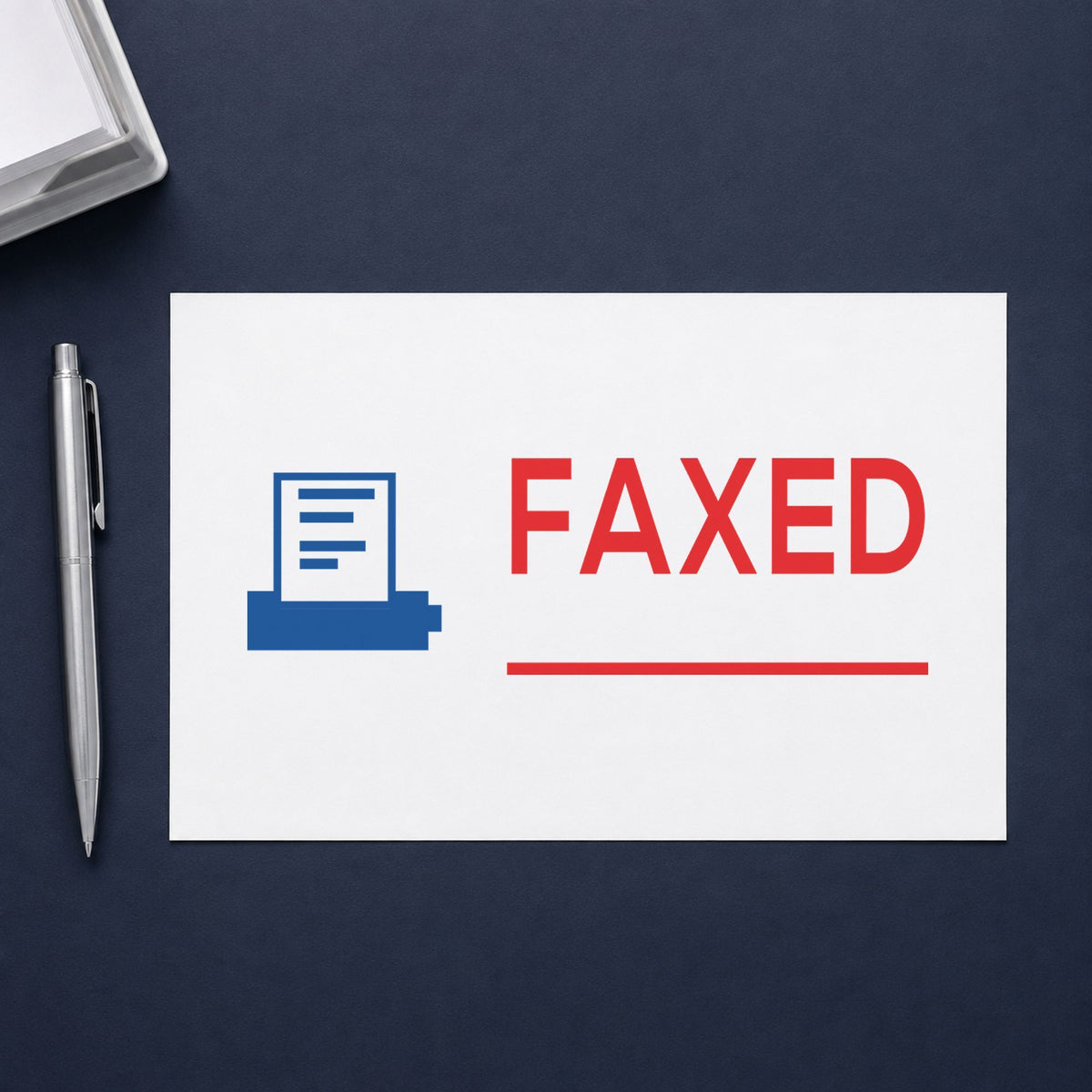 "Faxed" Xstamper stamp at work on everyday office paperwork
