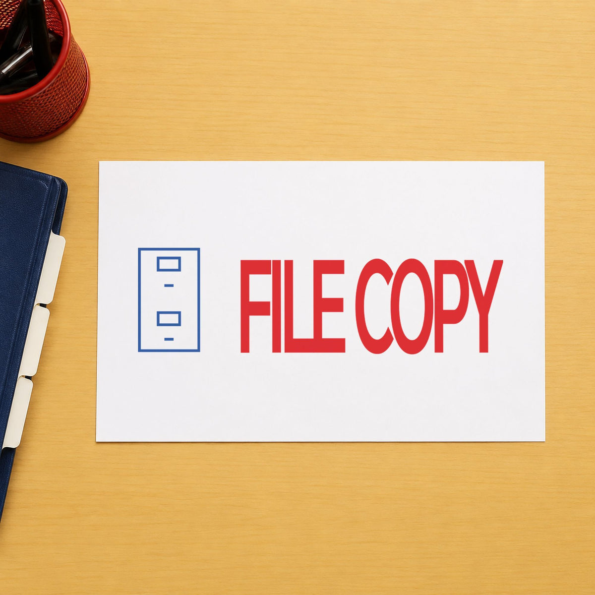"File copy" imprint on a printed page, Xstamper No. 2032