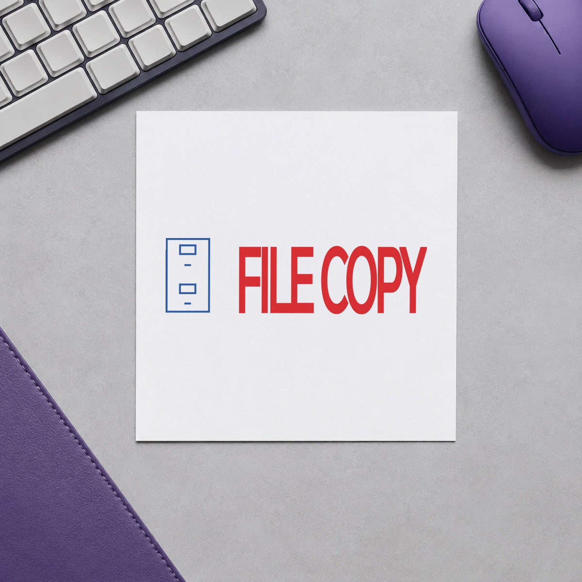 Close view of the "File copy" mark left by Xstamper No. 2032