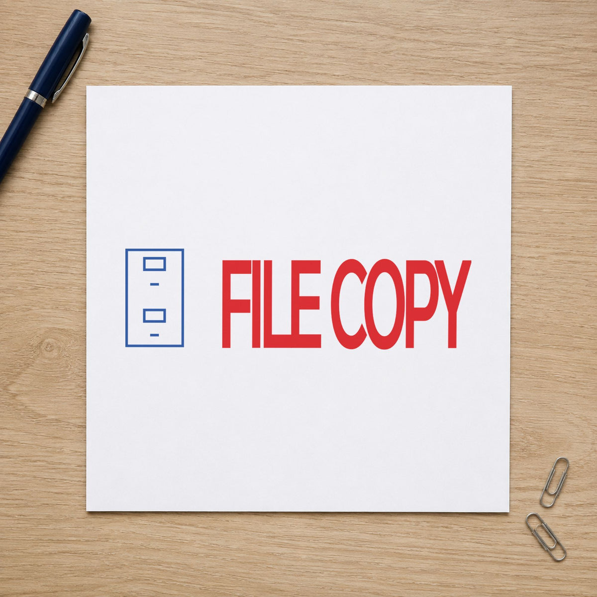 "File copy" imprint sized Approximately 1/2 in tall x 1-5/8 in wide on a document page