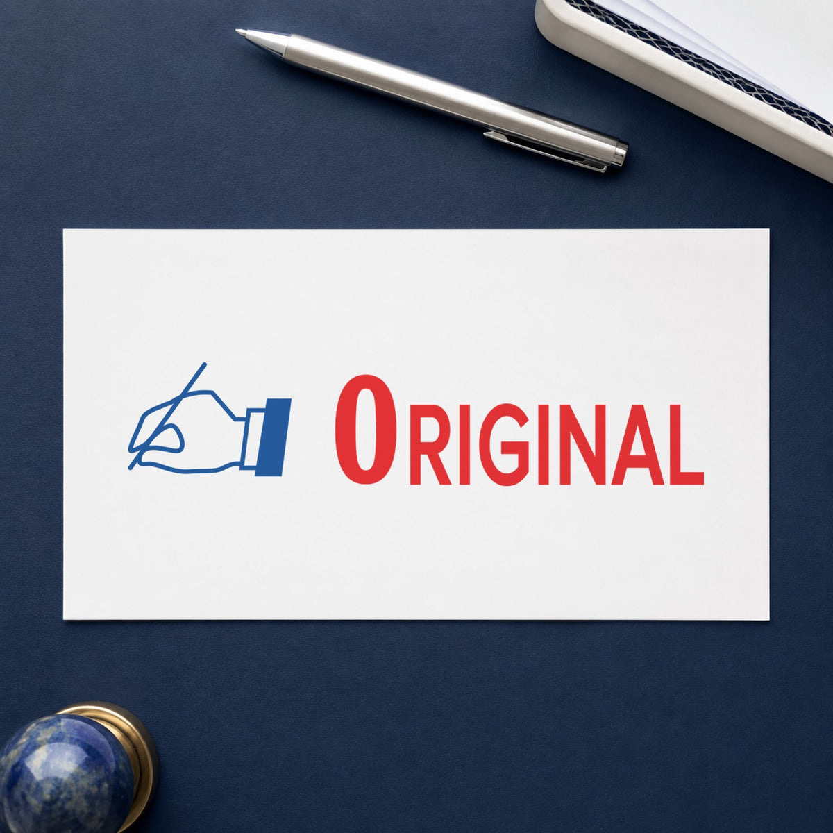 "Original" stamp pressed on paper, no separate ink pad needed