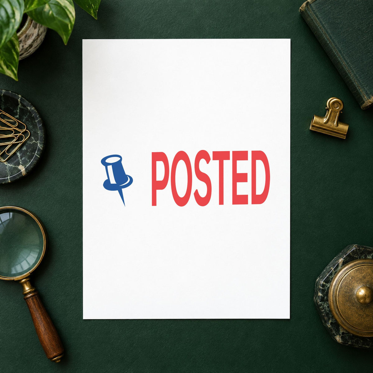 "Posted" imprint sized 1/2 x 1-5/8 in on a document page
