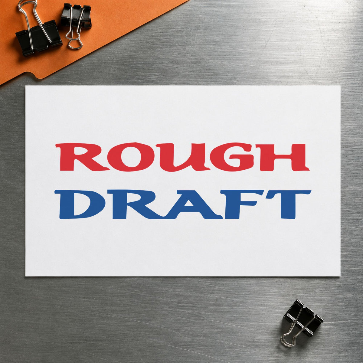"Rough draft" stamp pressed on paper, no separate ink pad needed