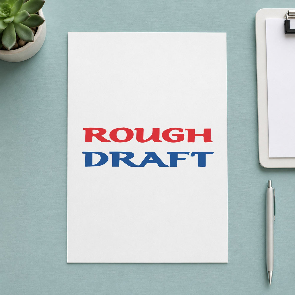 "Rough draft" imprint sized 1/2 x 1-5/8 in on a document page