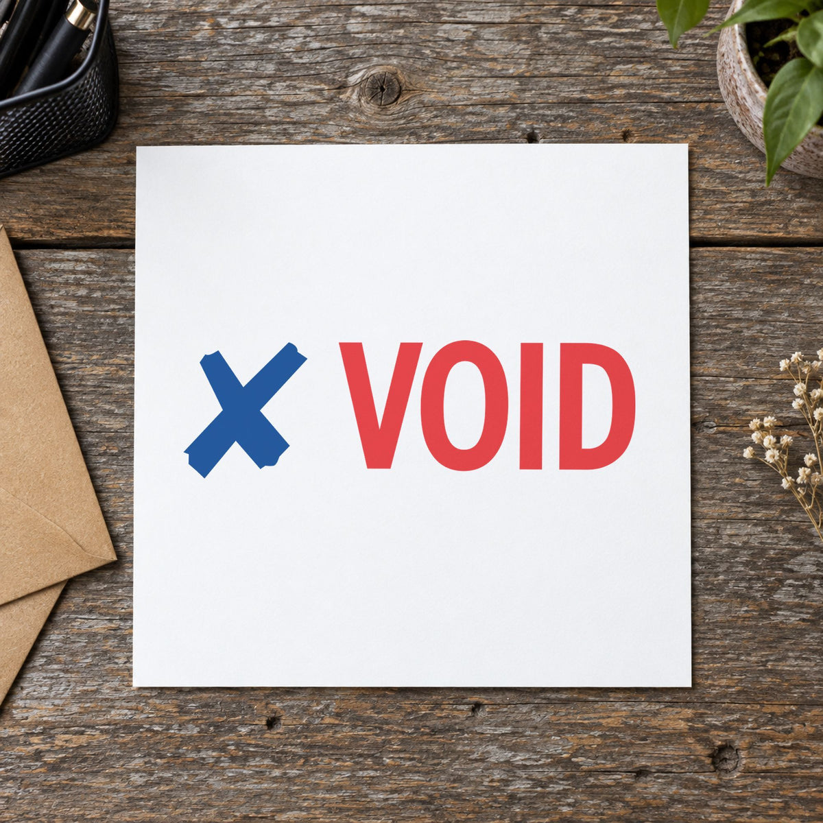 "Void" imprint on a printed page, Xstamper No. 2037