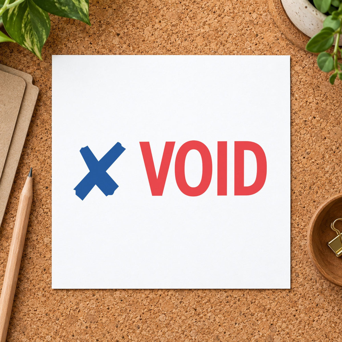 Close view of the "Void" mark left by Xstamper No. 2037