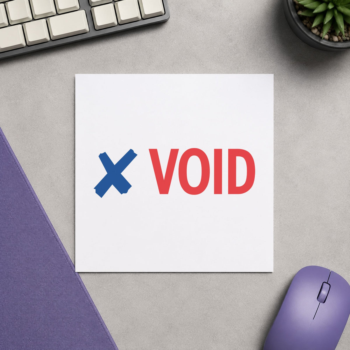 "Void" stamp pressed on paper, no separate ink pad needed