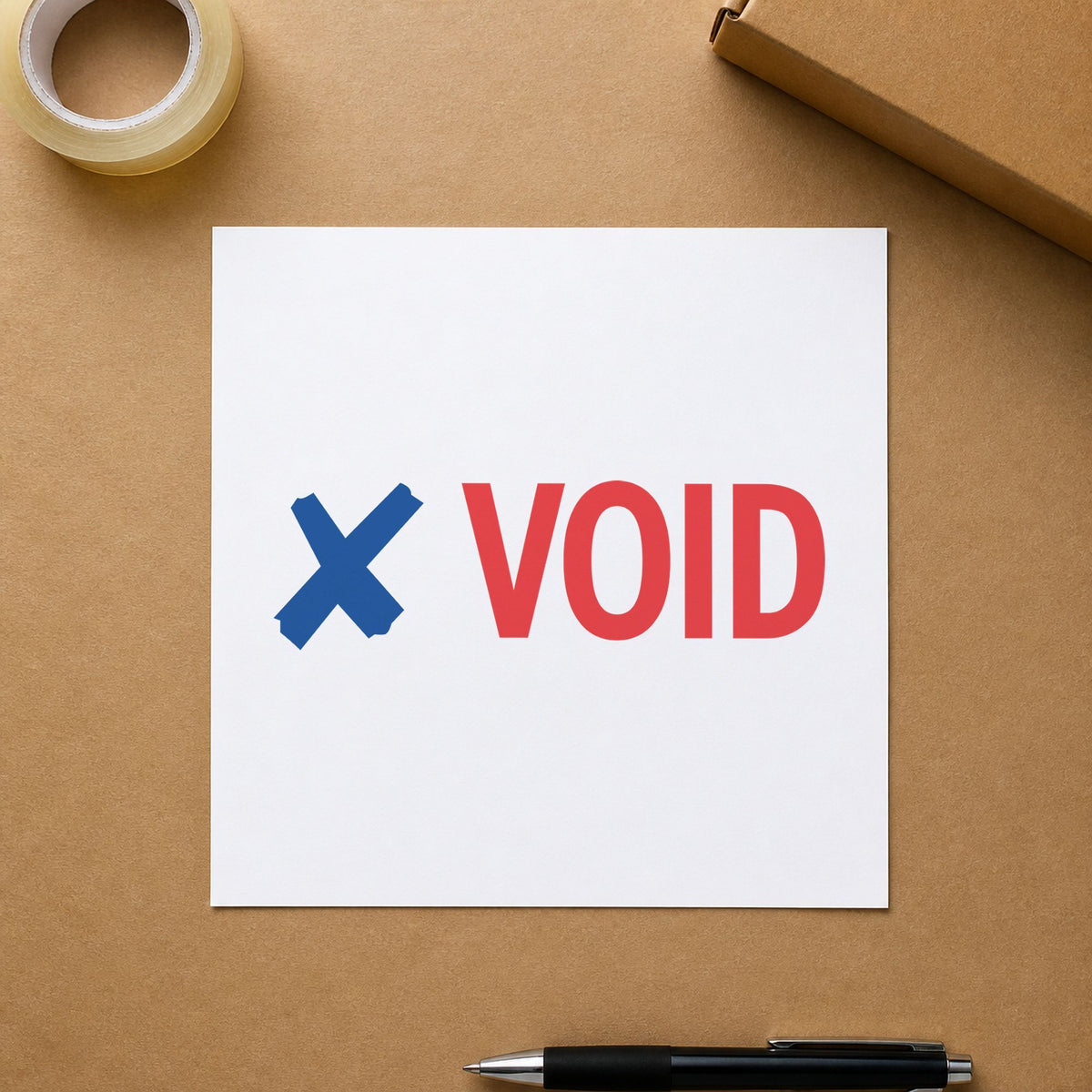 "Void" imprint sized 1/2 x 1-5/8 in on a document page