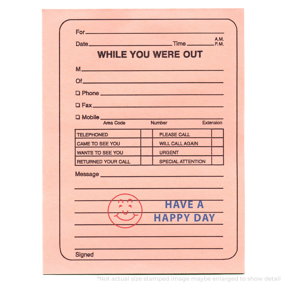 "Have a happy day" Xstamper stamp used on filed paperwork