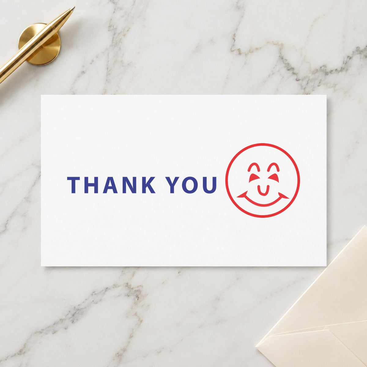 "Thank you" imprint on a printed page, Xstamper No. 2018