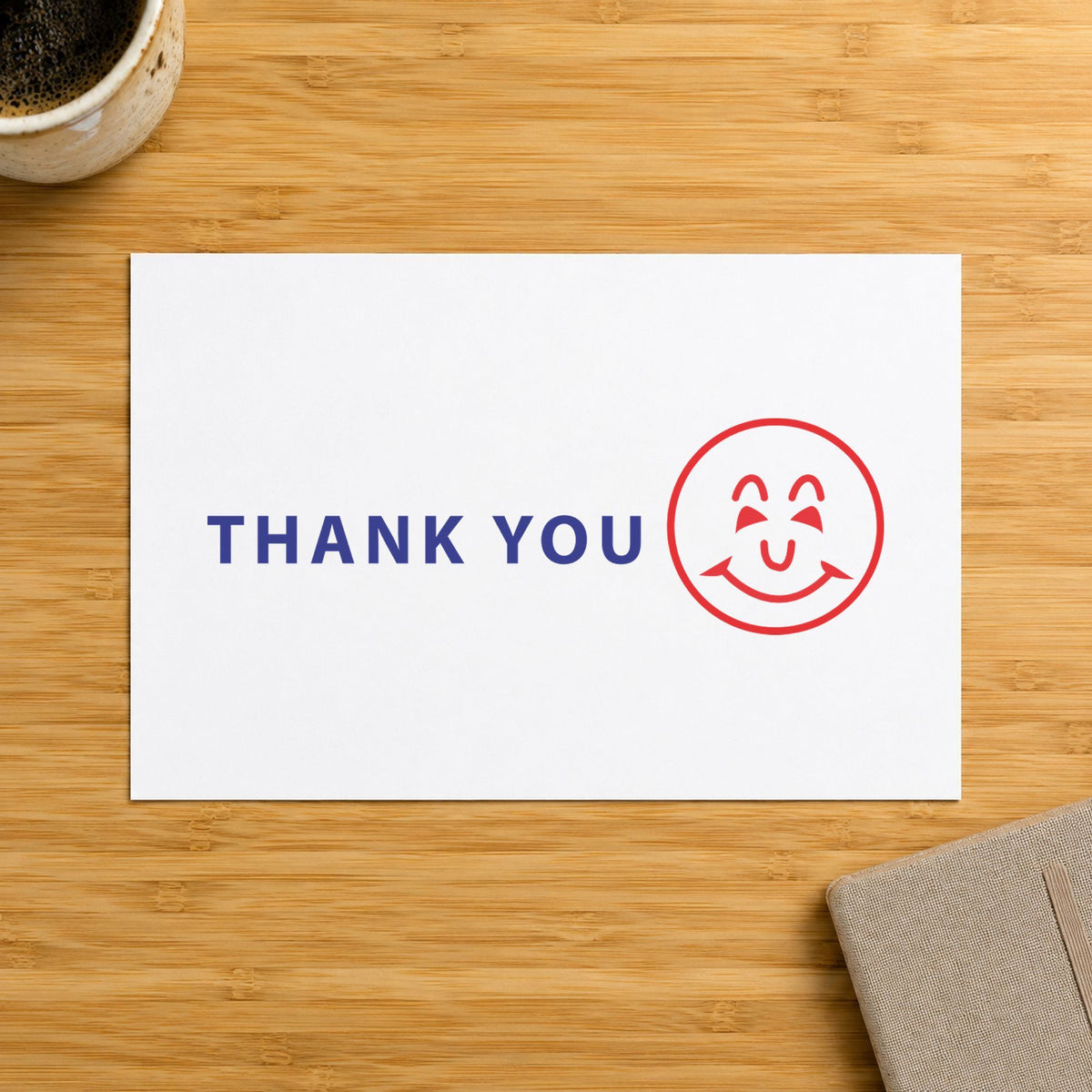 "Thank you" stamp pressed on paper, no separate ink pad needed