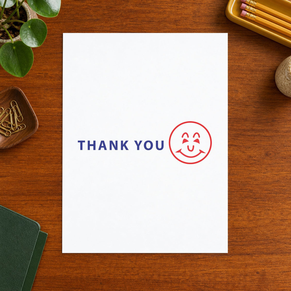 "Thank you" imprint sized 1/2 x 1-5/8 in on a document page