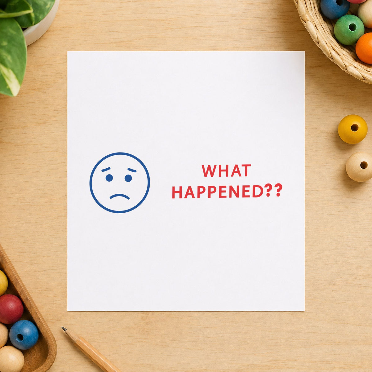 "What happened?" imprint sized 1/2 x 1-5/8 in on a document page