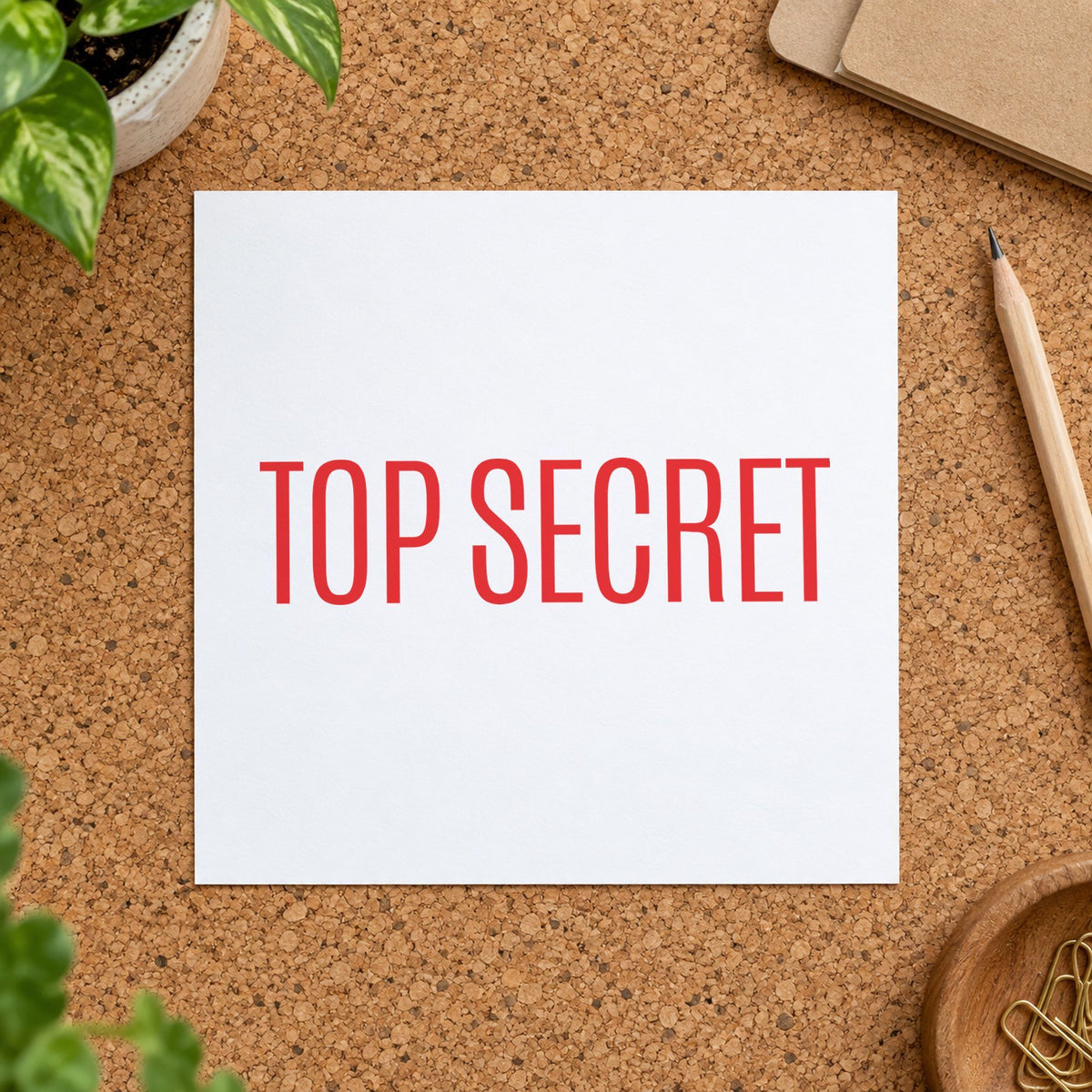 "Top secret" Xstamper pre-inked stamp beside its rectangle imprint