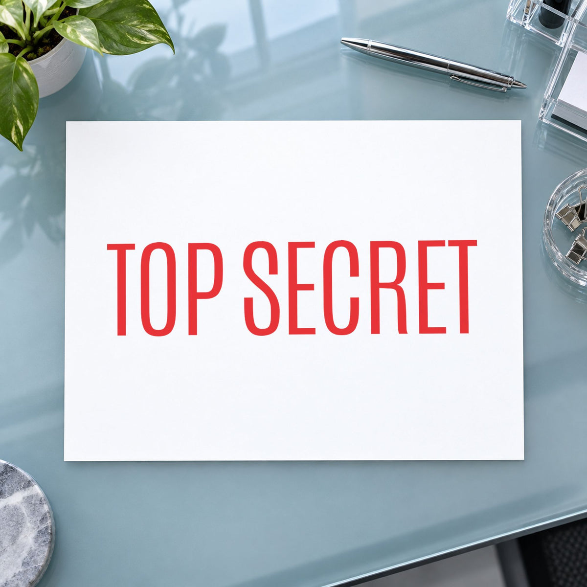 "Top secret" imprint sized Approximately 1/2 in tall x 1-5/8 in wide on a document page