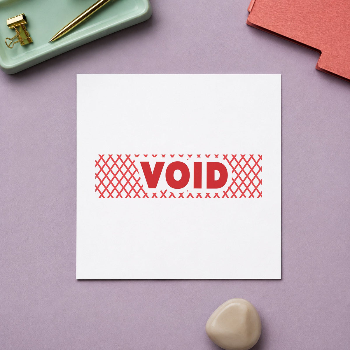 "Void" imprint on a printed page, Xstamper No. 1825
