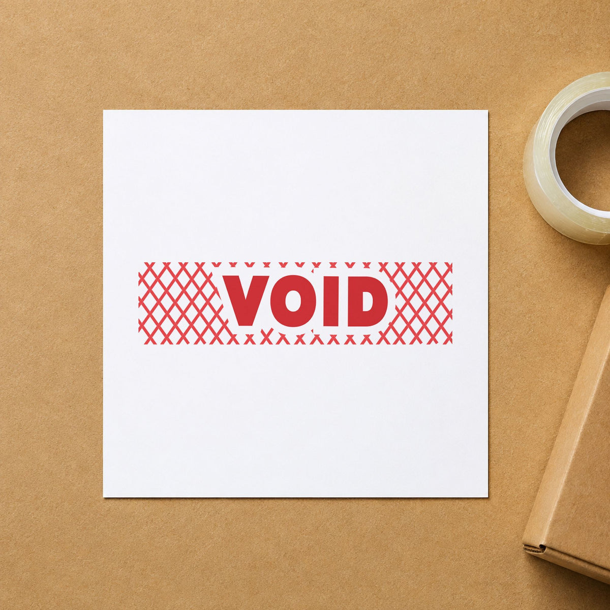 "Void" stamp pressed on paper, no separate ink pad needed