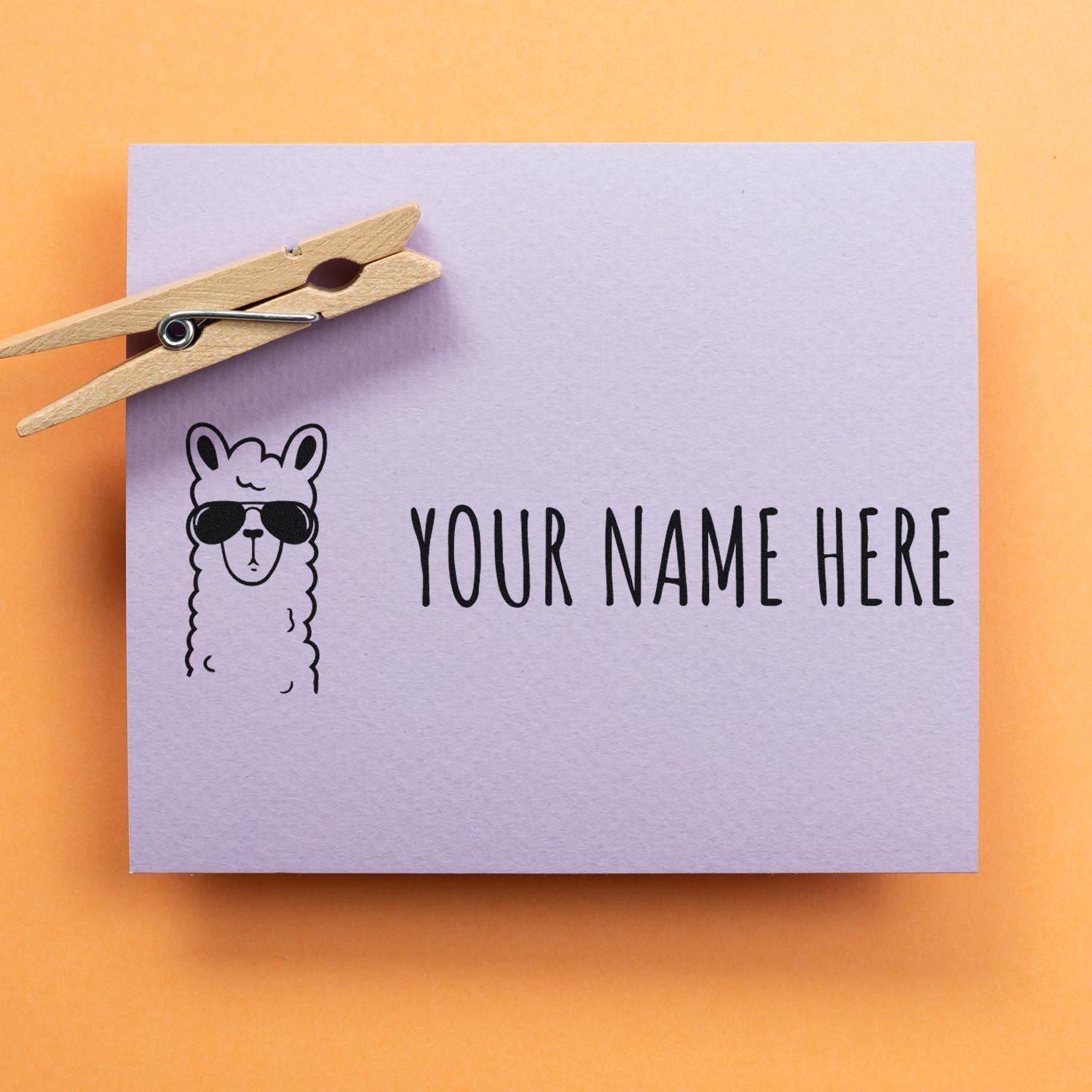 Wood Handle Cool Llama Personalized Name Stamp - Engineer Seal Stamps