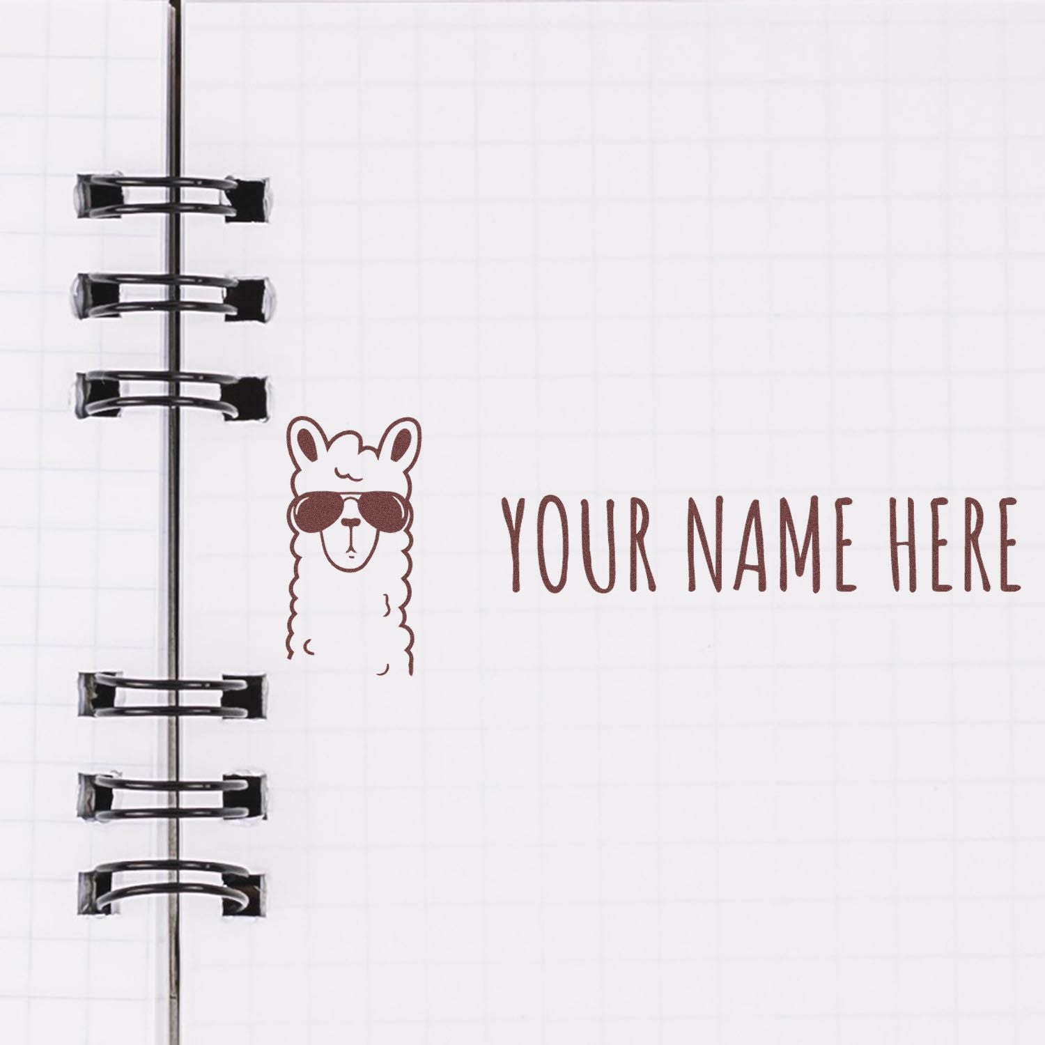 Slim Pre-Inked Cool Llama Personalized Name Stamp