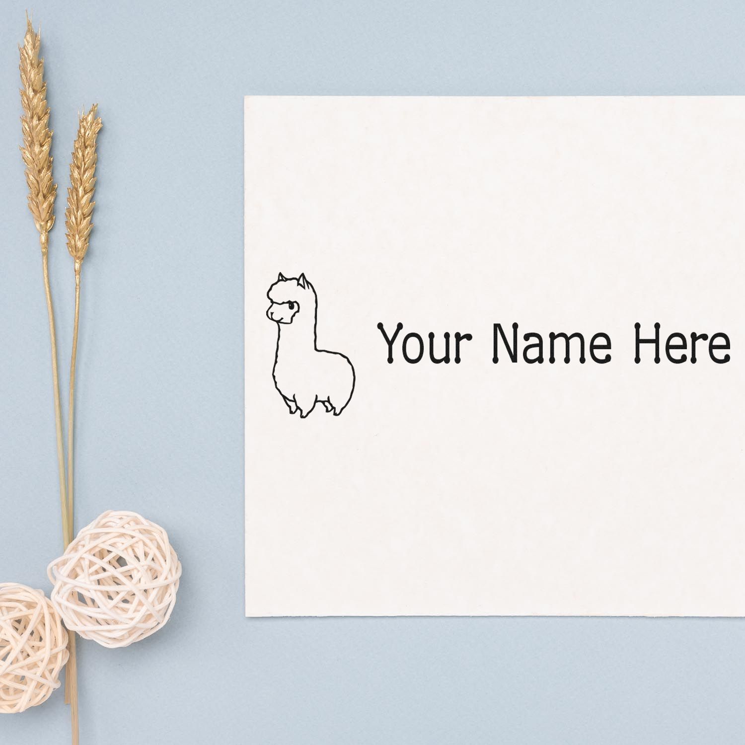 Wood Handle Llama Personalized Signature Stamp - Engineer Seal Stamps