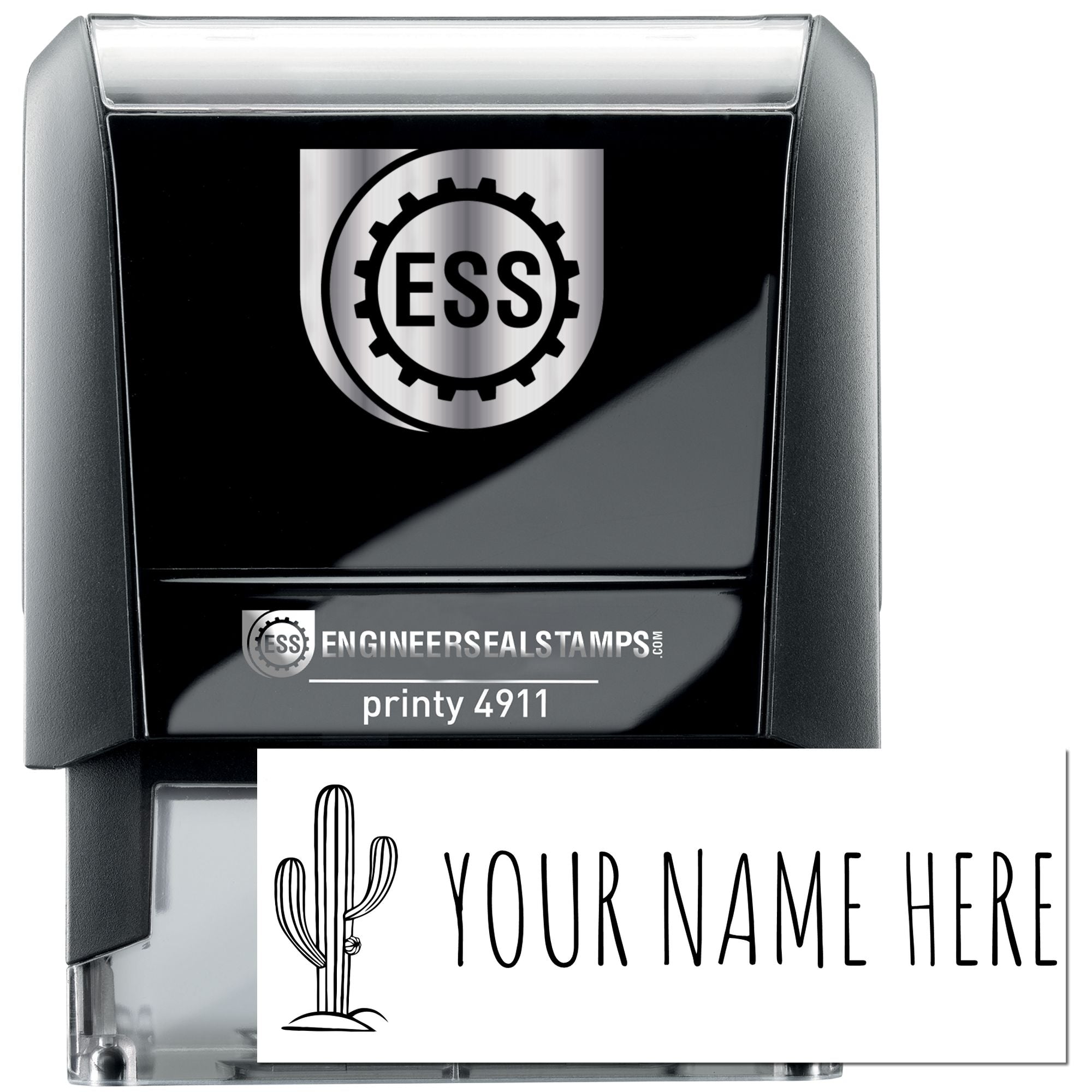 Self-Inking Cactus Corner Personalized Signature Stamper - Engineer Seal Stamps