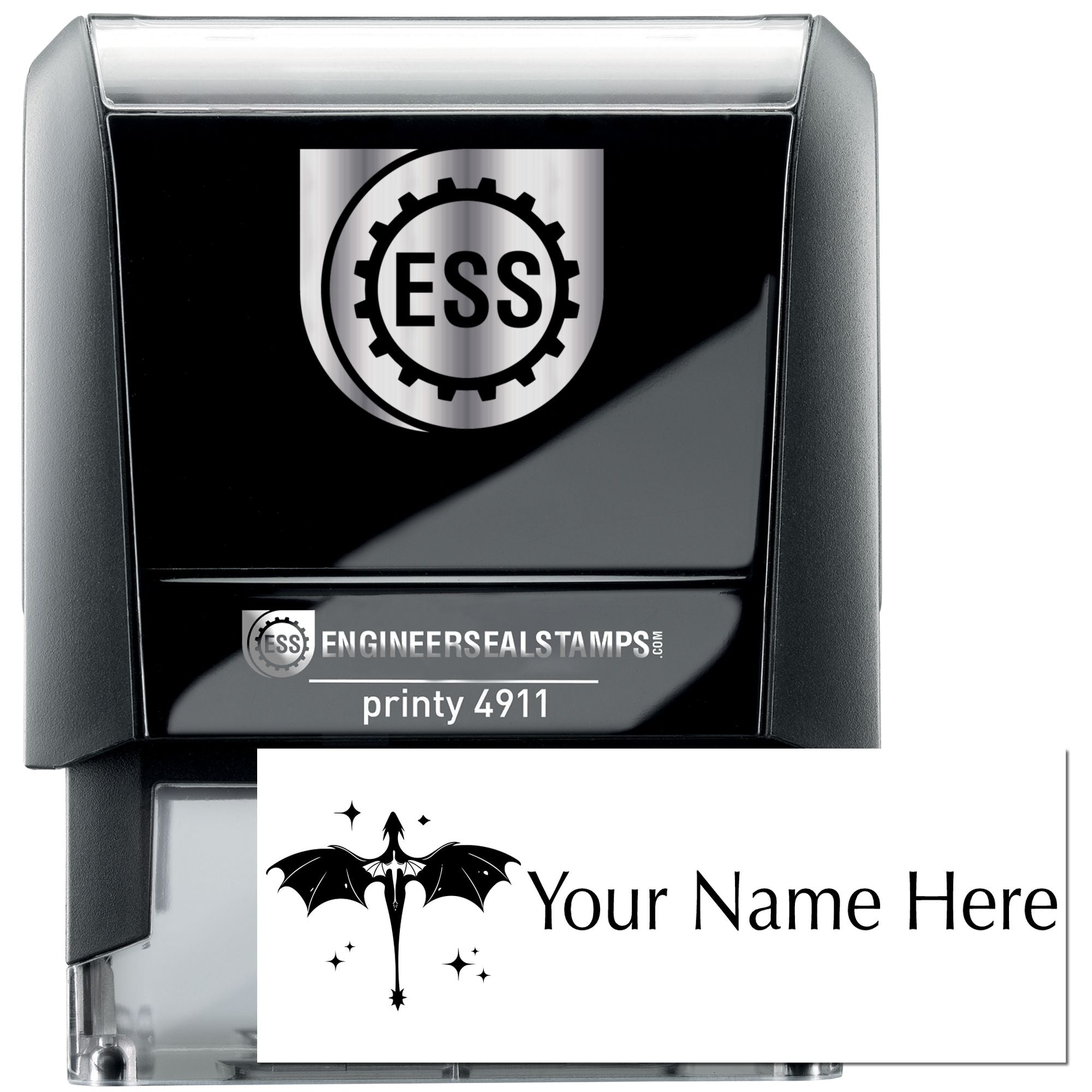 Self-Inking Enchanted Dragon Customized Name Stamp