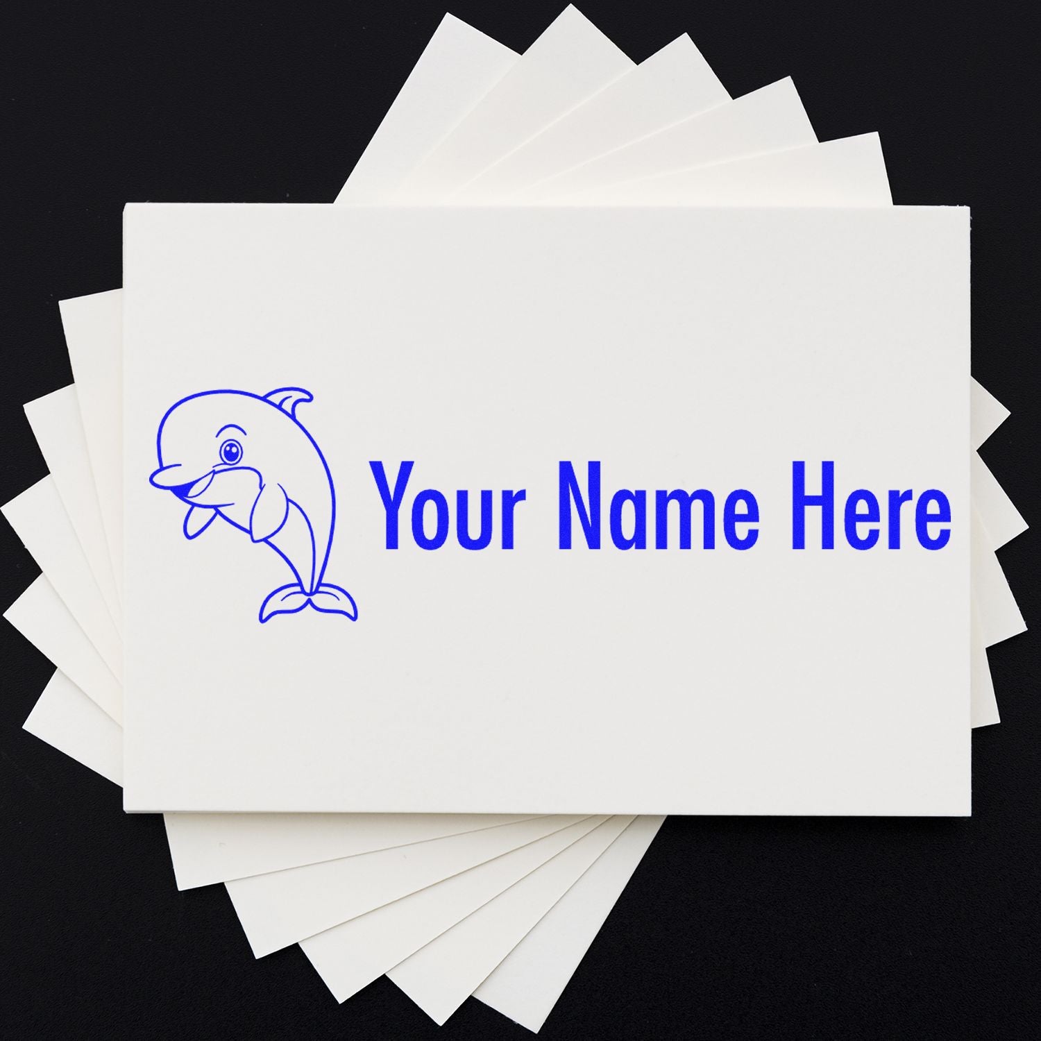 Wood Handle Dolphin Delight Customized Name Rubber Stamp - Engineer Seal Stamps