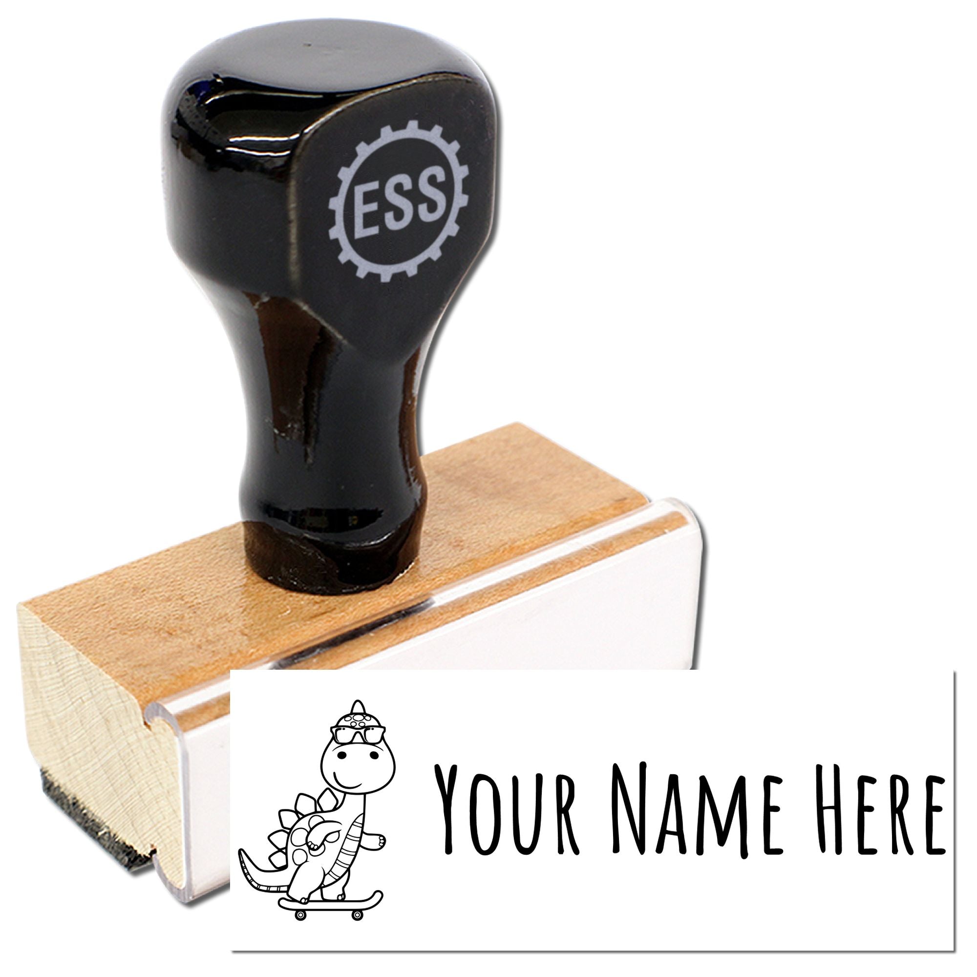 Wood Handle Skater Saurus Handmade Name Stamp
