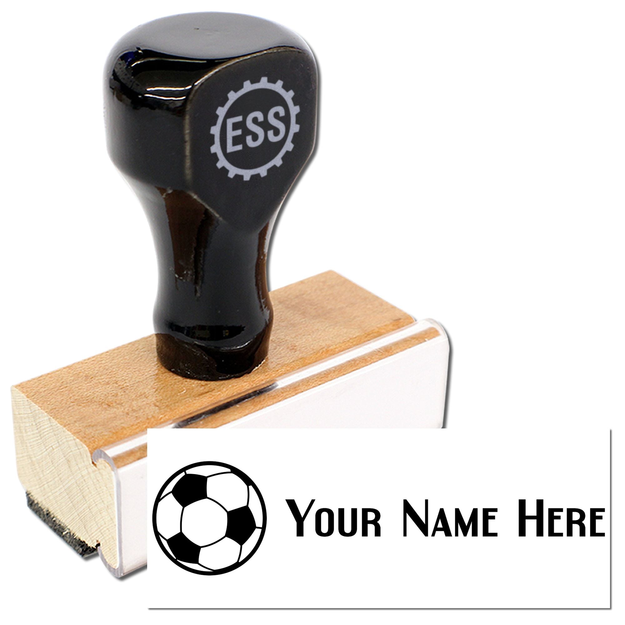 Wood Handle Soccer Star Handmade Name Rubber Stamp