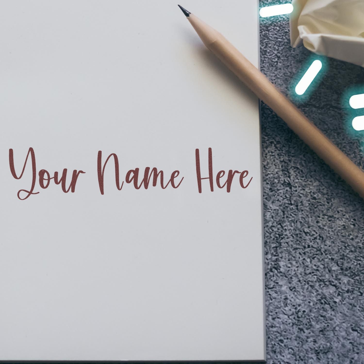 PSI Pre-Inked Autumn Love Script Customize Inked Stamper - Engineer Seal Stamps