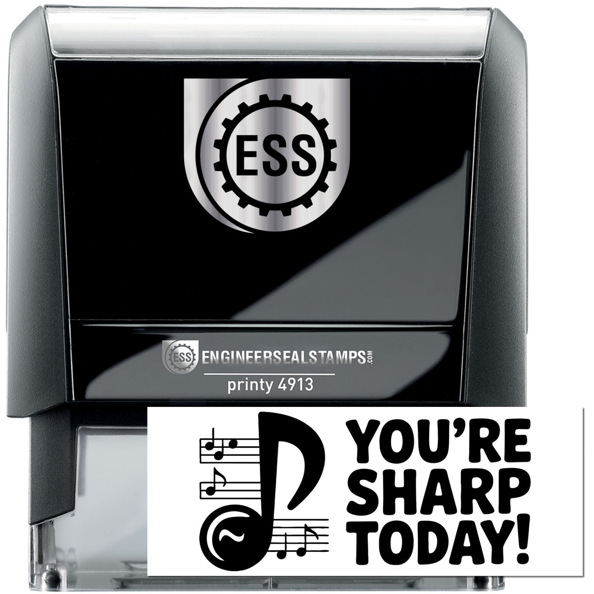 Trodat Teacher Assisted Self-Inking Stock Stamp in black with ergonomic handle for easy stamping and quick impressions.