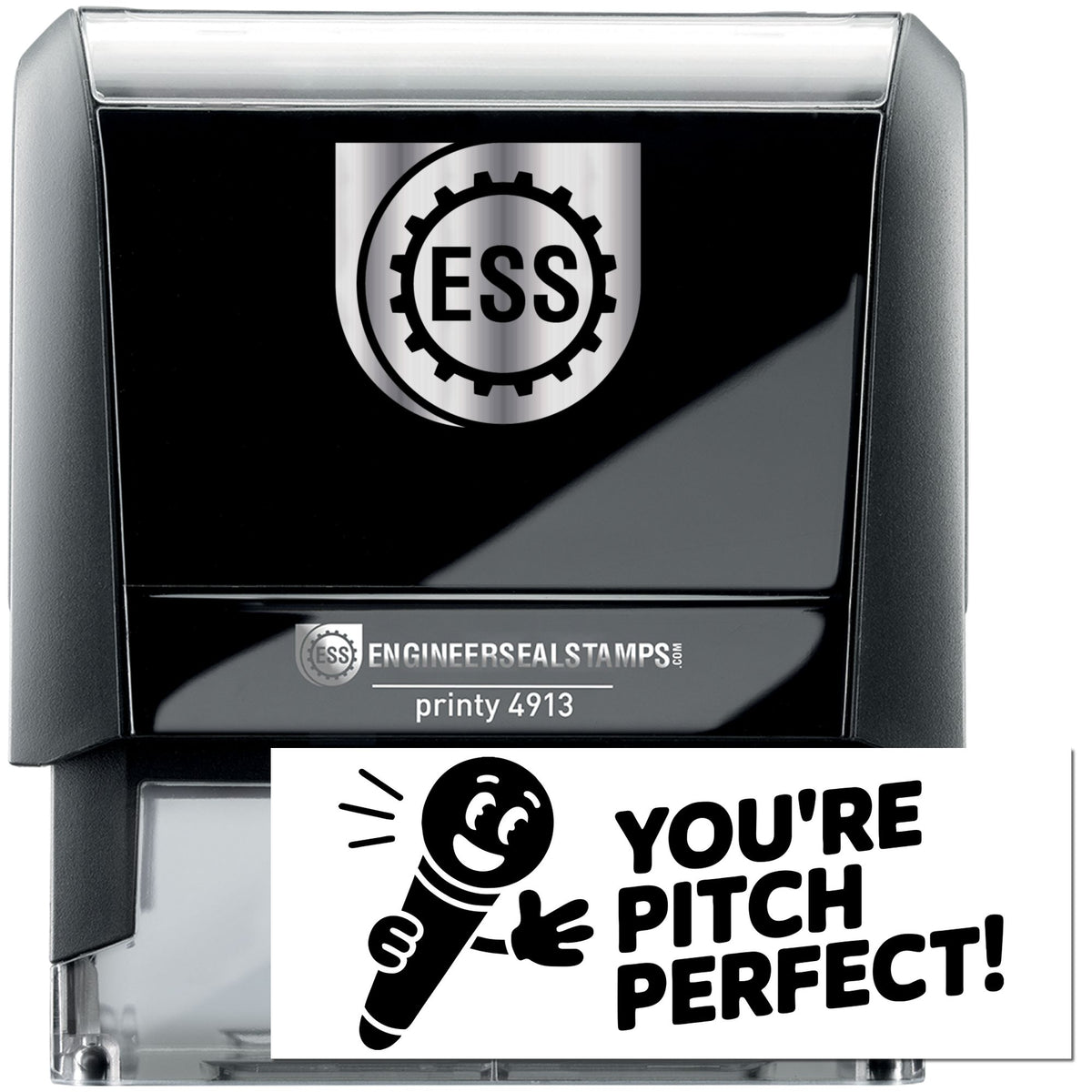 Trodat You're In Tune With Success teacher grading self-inking stamp in black, featuring motivational message and durable design.