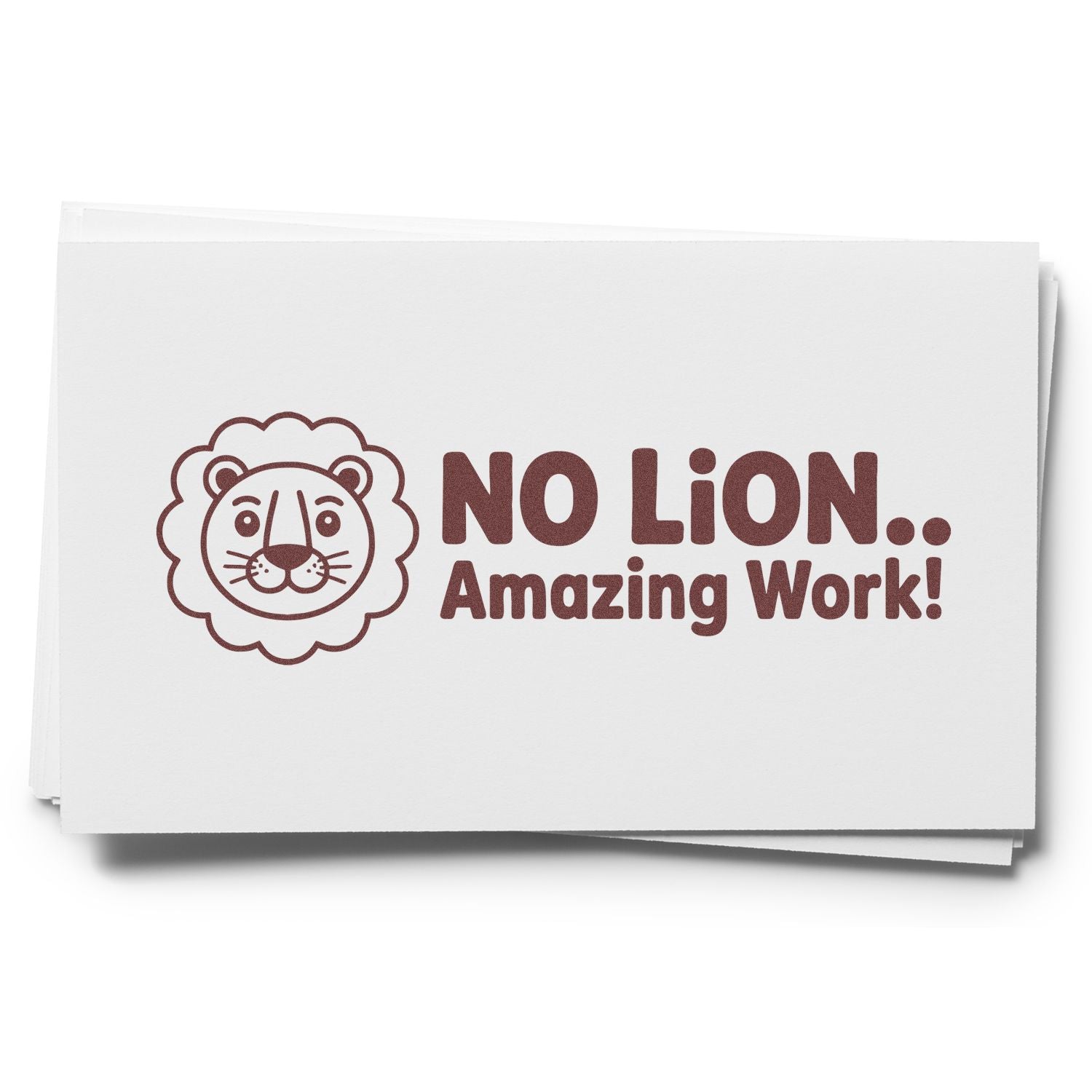 Brown lion stamp and seal with NO LION.. Amazing Work! on stacked white cards