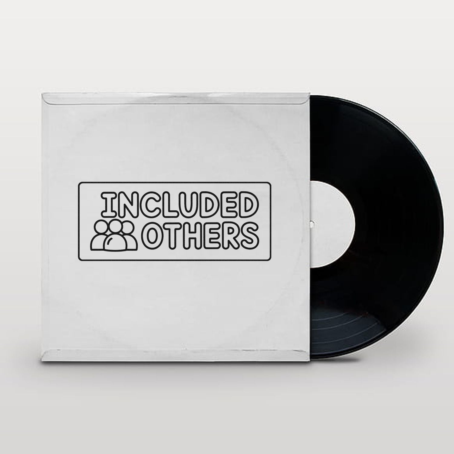 White stamp-seal sleeve with black INCLUDED OTHERS logo and a black vinyl record partially out.