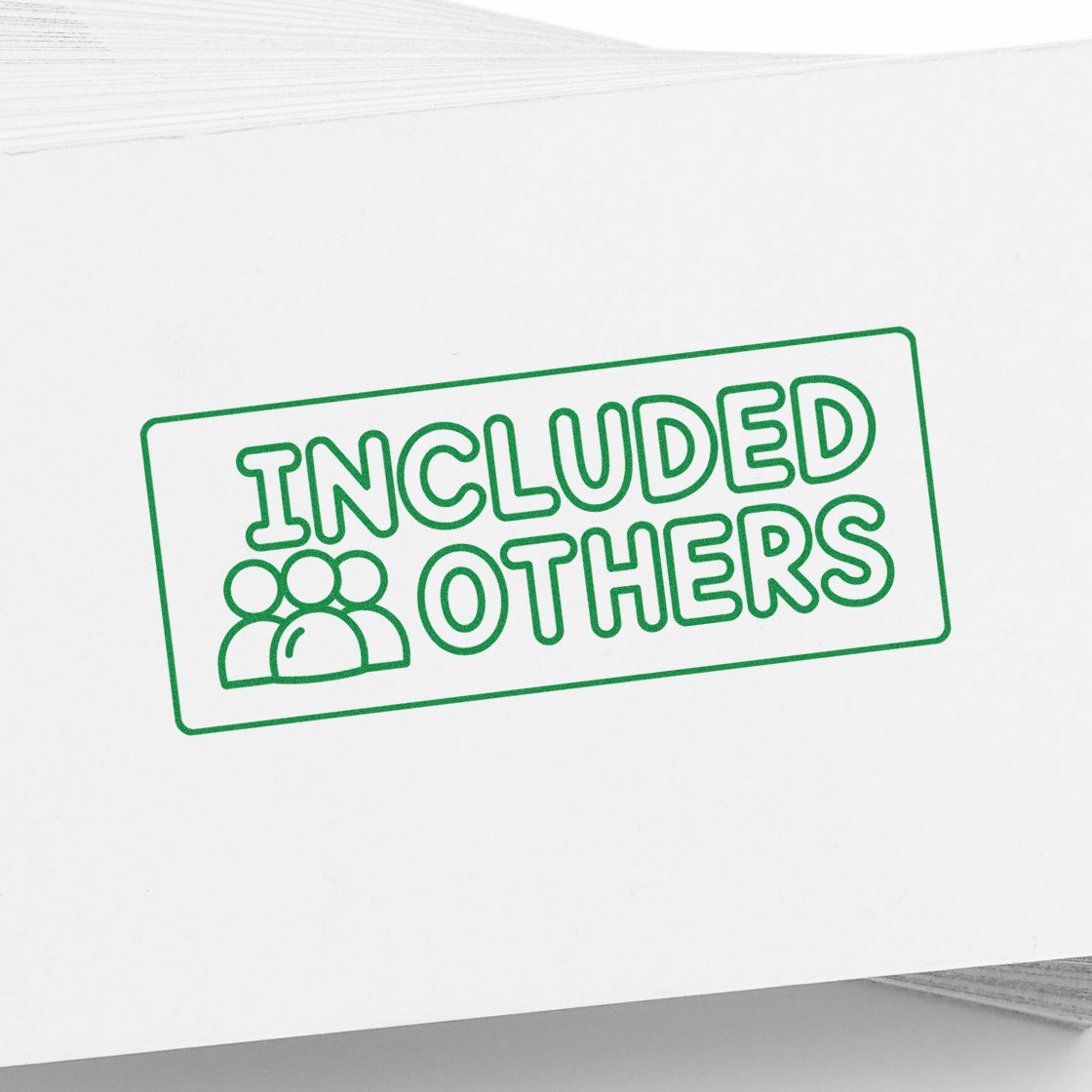Green stamp and seal design reading Included Others with people icon on white paper.