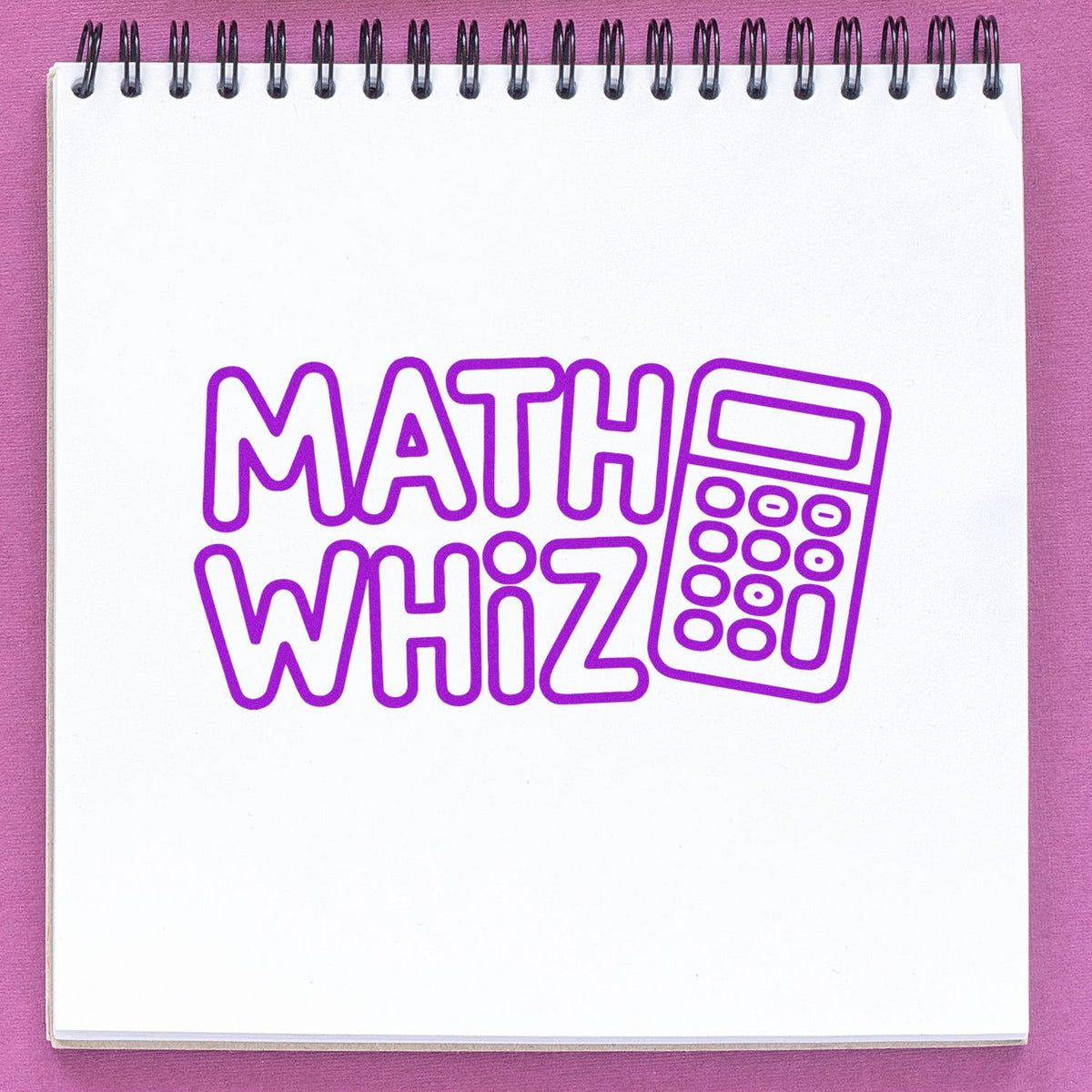 Shiny Math Whiz Positive Feedback Teacher Stamp in use, featuring a playful design on a stock classroom stamp.