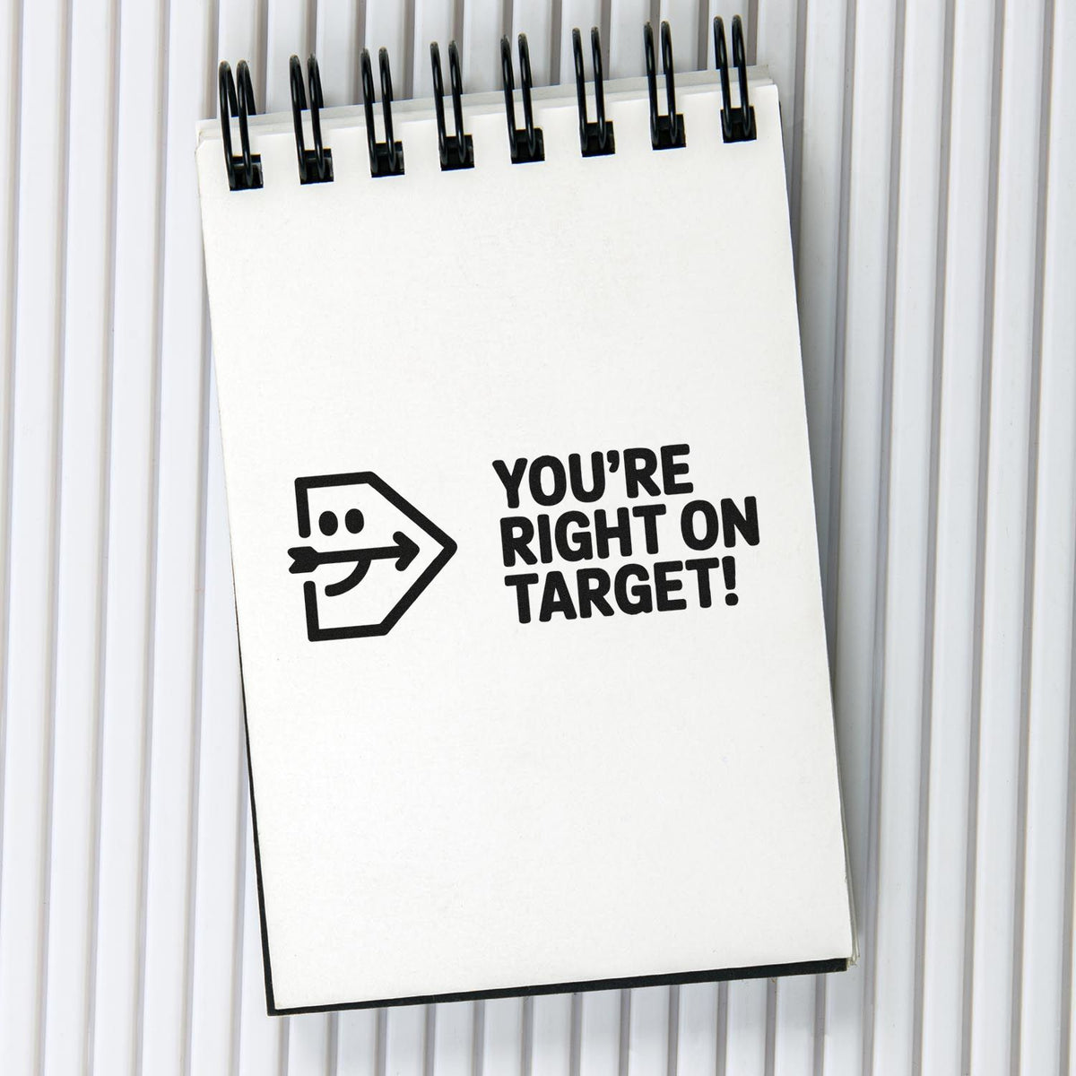 Trodat Cute You Fractioned That Perfectly Fraction grading pre-inked stock stamp in use, showing the detailed, clear impression.