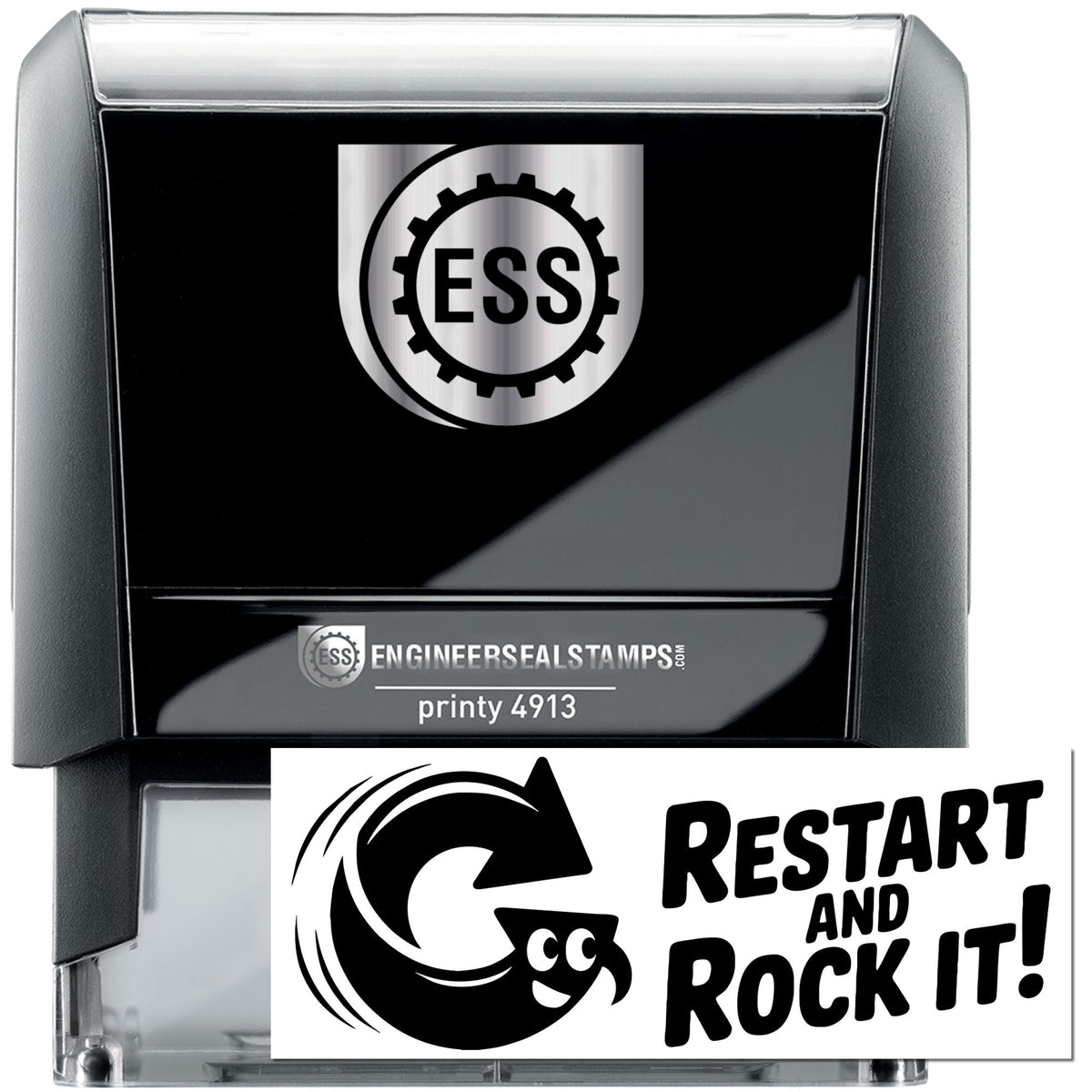 Trodat Imagination at Work self-inking teacher stamp in black with stock design, ideal for educational approval and marking.