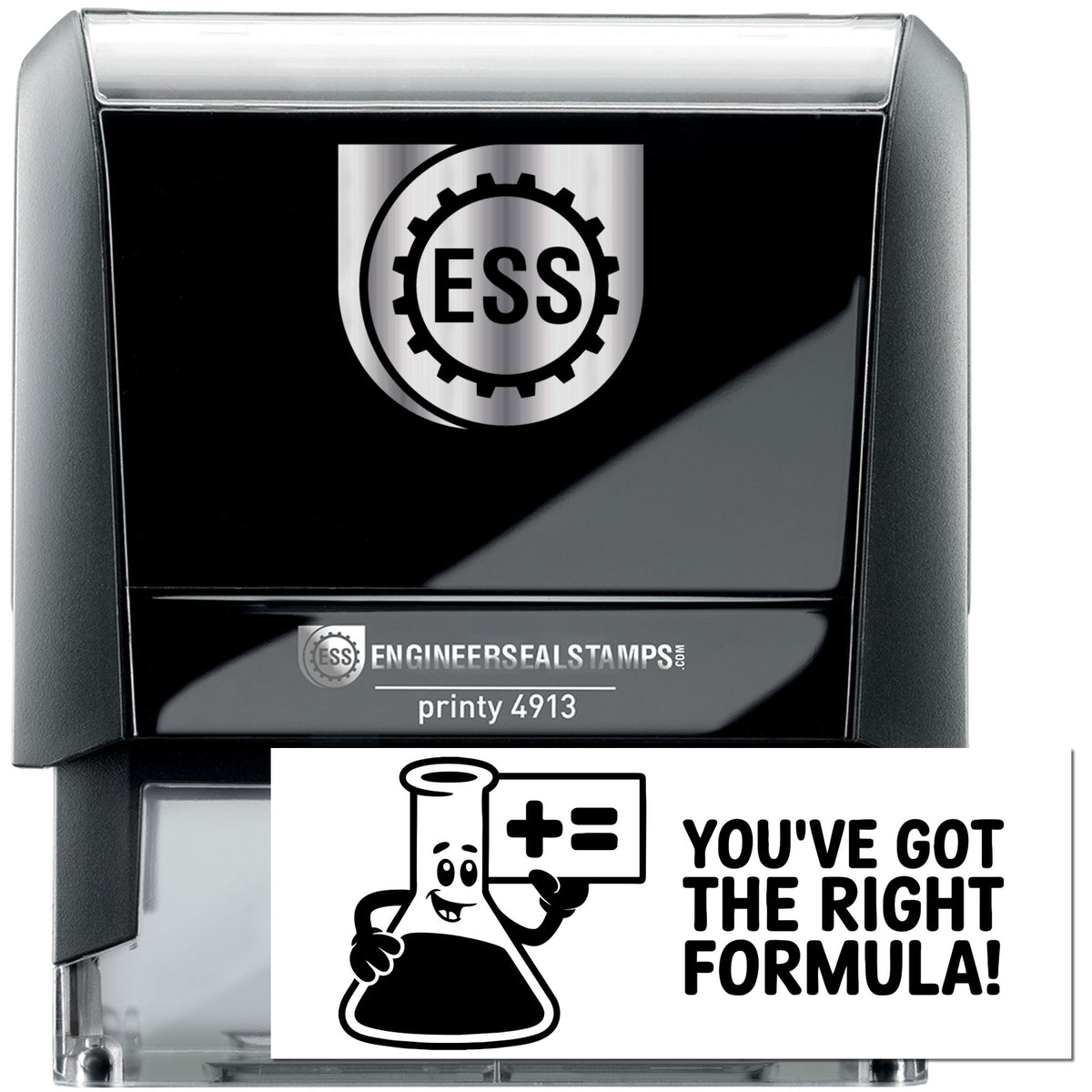 Trodat Rewind and Rethink Feedback self-inking stock stamp in black for student work, featuring a compact, easy-to-use design.